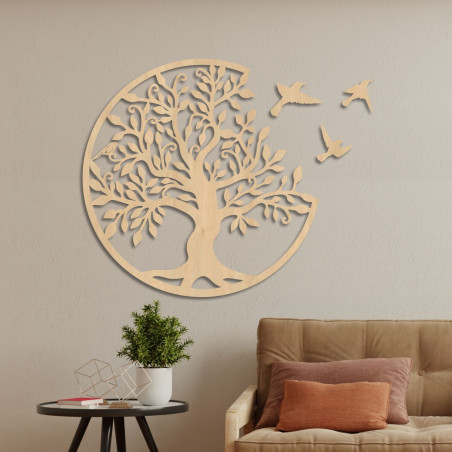 Tree of life with flying birds, wooden decoration Tree of life with flying birds, wooden decoration