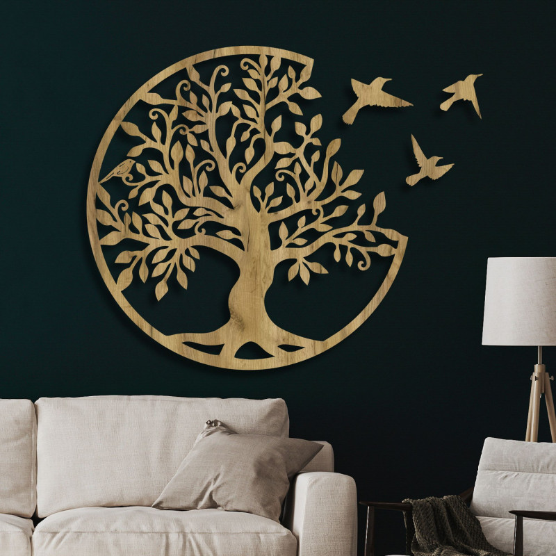 Wooden trees of life with flying birds are more than just a beautiful wall decoration - they symbolize harmony,