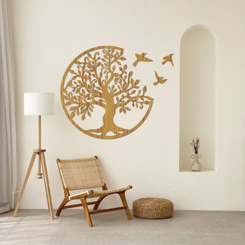 Tree of life painting with flying birds - HOVOJT