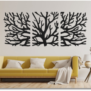 Three-part picture of branches - Modern tree branches on the wall 2