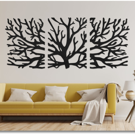 Three-part picture of branches - Modern tree branches on the wall