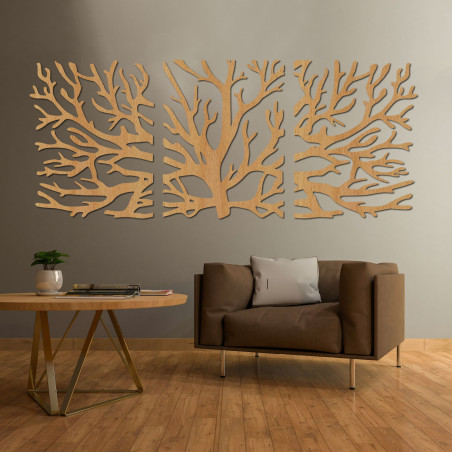 Three-part picture of branches - Modern tree branches on the wall