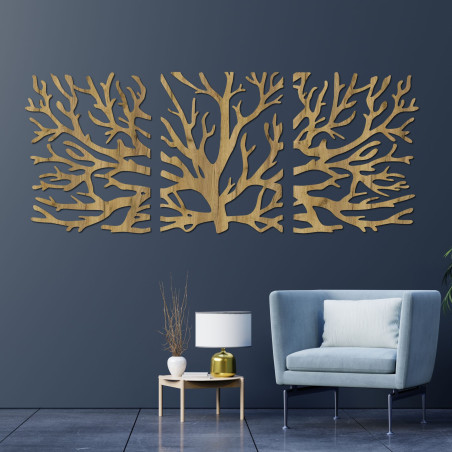 Three-part picture of branches - Modern tree branches on the wall