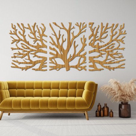 Three-piece picture of branches - Modern tree branches on the wall