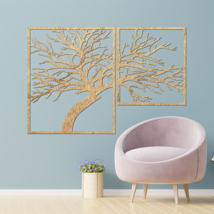 Multi-part wooden painting with tree motif - Multi-part... 2