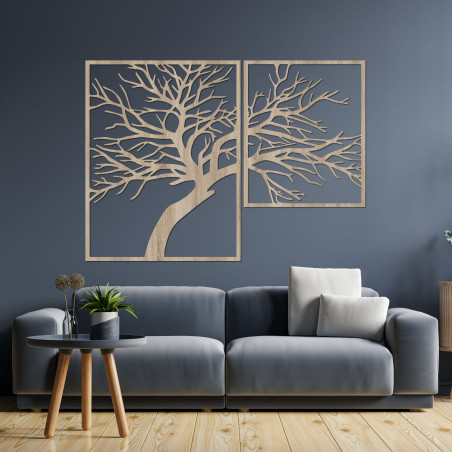 Large Wooden Picture of a Tree with Carved Branches Large Wooden Picture of a Tree with Carved Branches