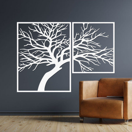 An elegant two-piece painting with a tree motif brings a modern touch and natural beauty to your interior. An elegant two-piece painting with a tree motif brings a modern touch and natural beauty to your interior.