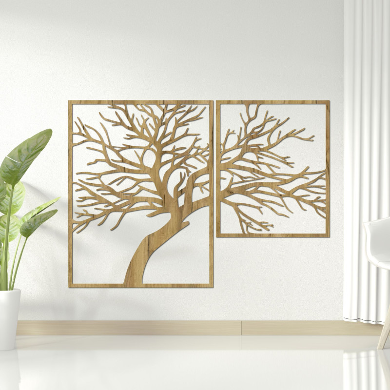 Wooden picture of a tree with carved branches - Dunak