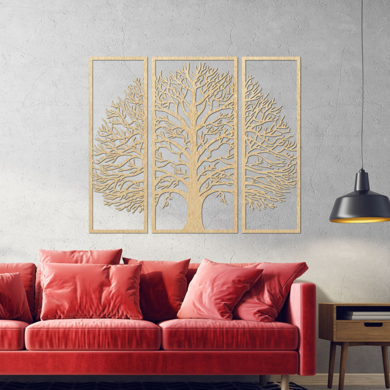 Three-piece wooden wall decoration tree of life - TRIUM