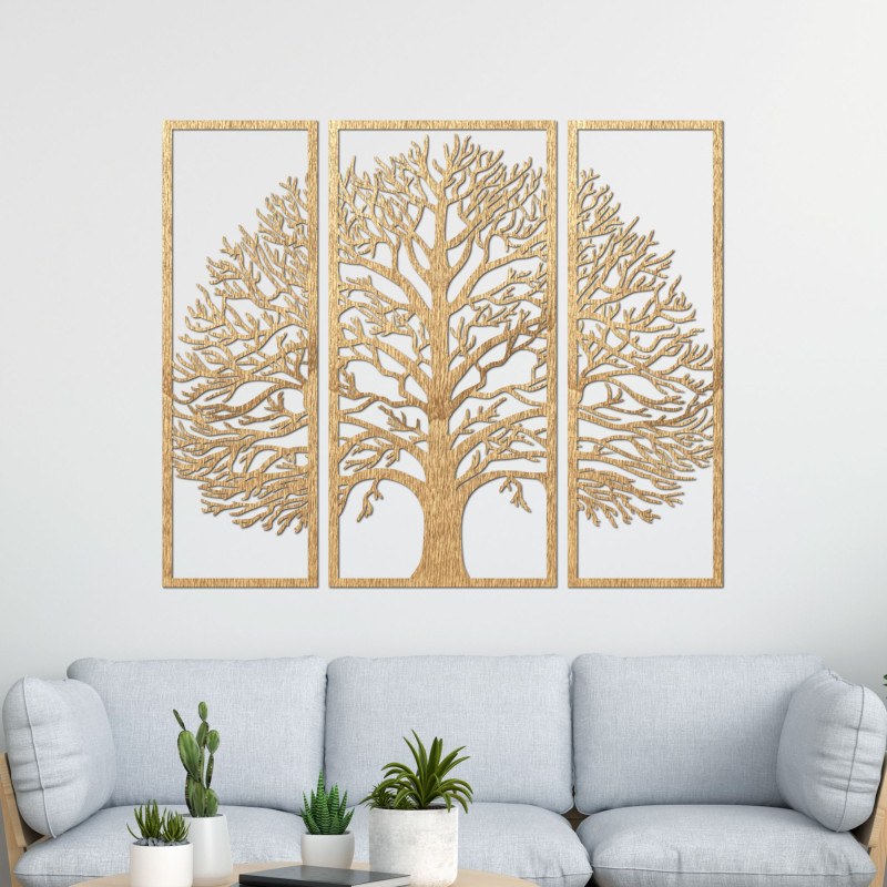 Three-piece wooden wall decoration tree of life - TRIUM
