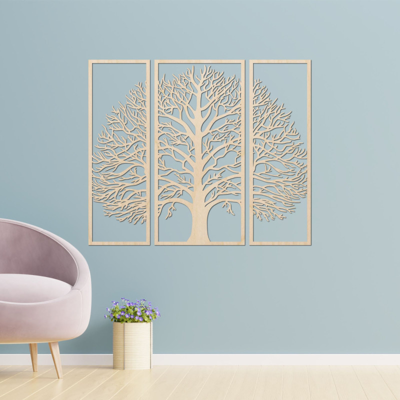 Three-piece wooden wall decoration tree of life - TRIUM