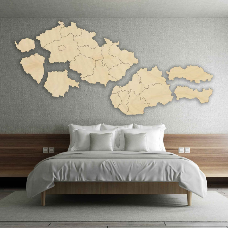Drevená mapa Čsekej a Slovenskej  republiky