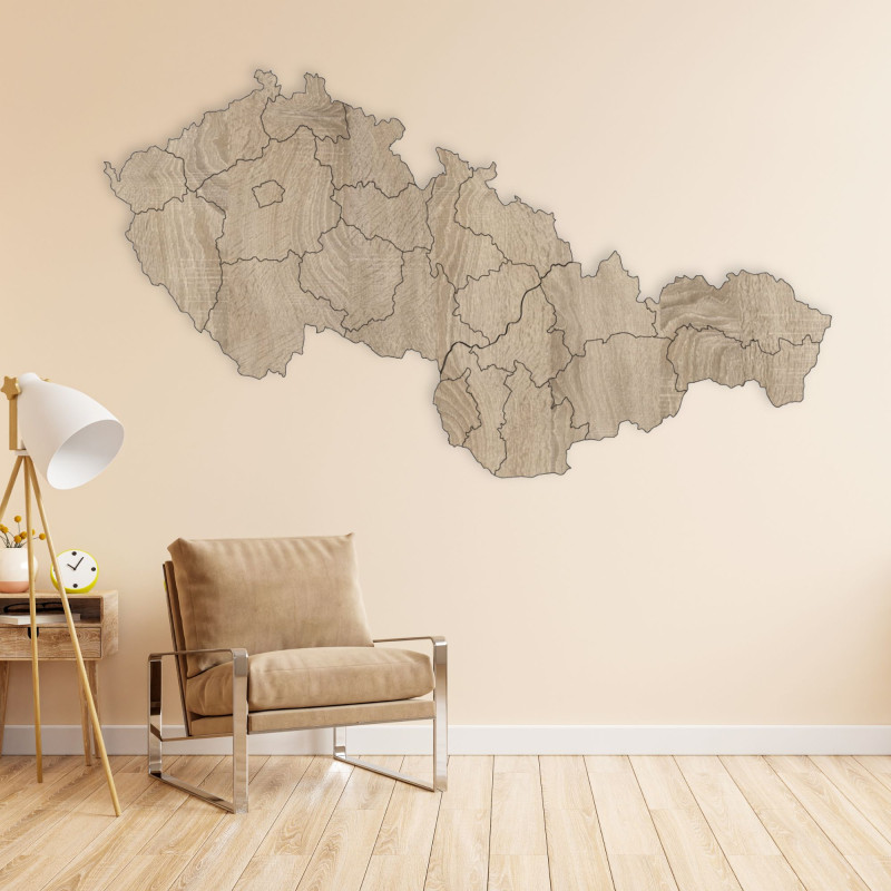 Drevená mapa Čsekej a Slovenskej  republiky