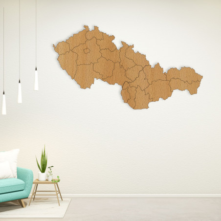 Wooden Map of the Czechoslovak Republic - Geography
