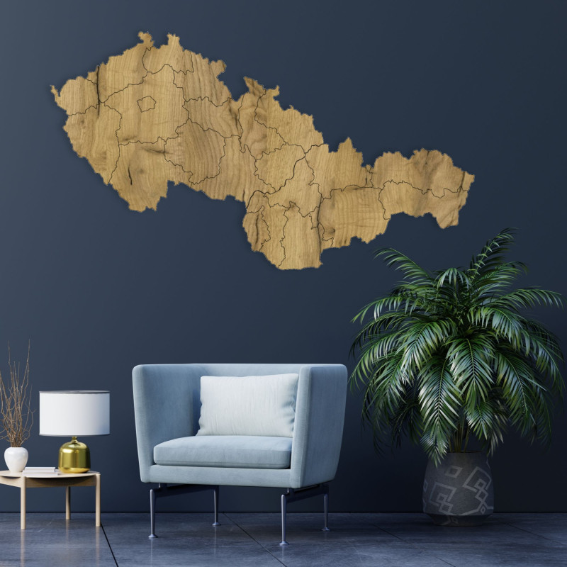 Drevená mapa Čsekej a Slovenskej  republiky