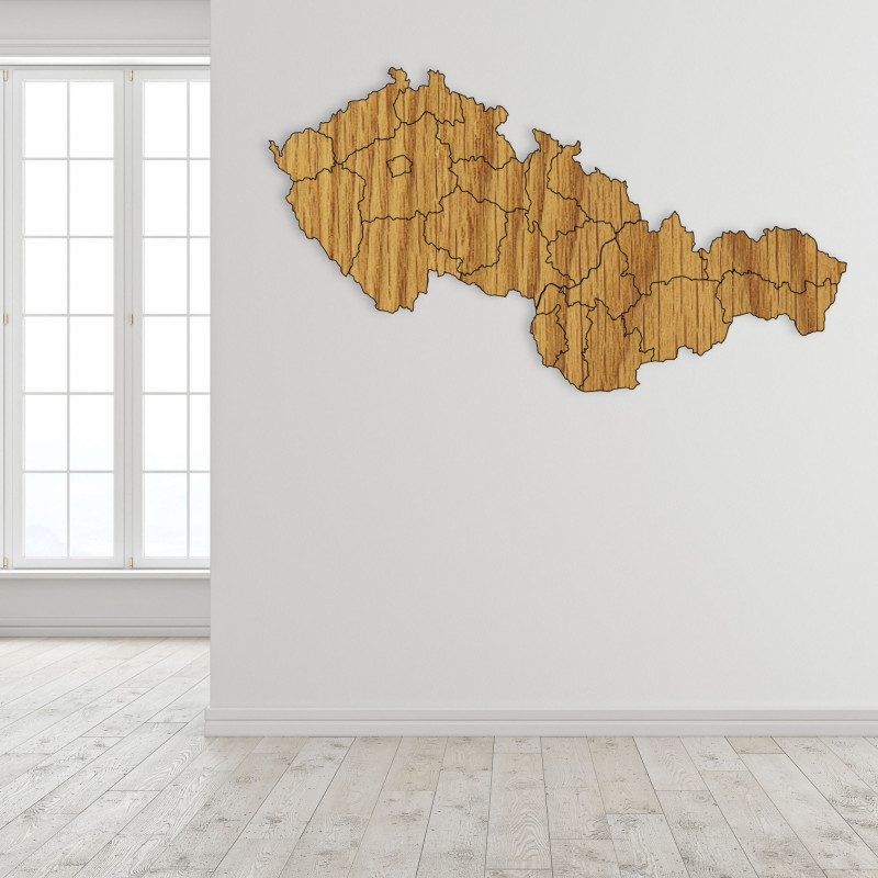 Drevená mapa Čsekej a Slovenskej  republiky