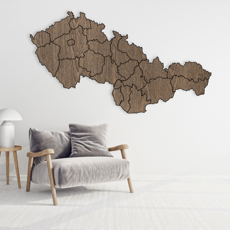 Drevená mapa Čsekej a Slovenskej  republiky