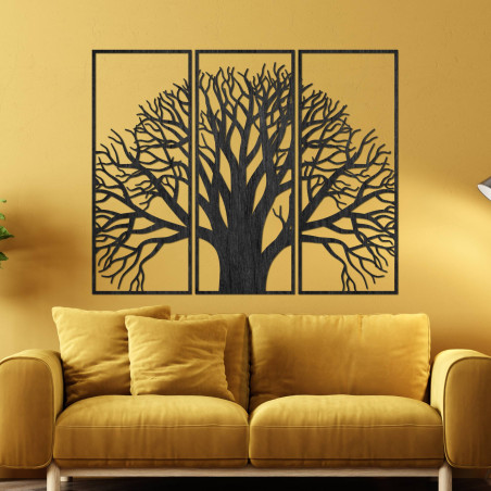 Wooden wall picture - three-part picture with tree and branches motif