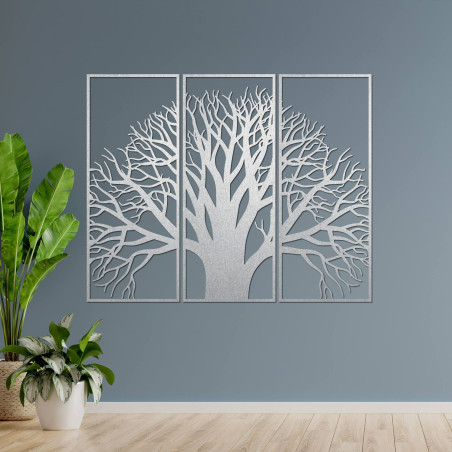 Wooden wall picture - three-part picture with tree and branches motif