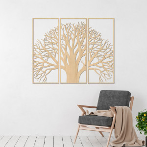 Wooden wall picture tree - Three-part symphony 2