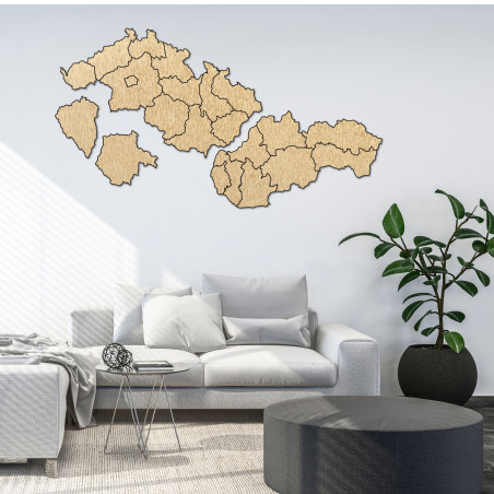 Wooden map of Slovakia and Czech Republic - PUZZLE