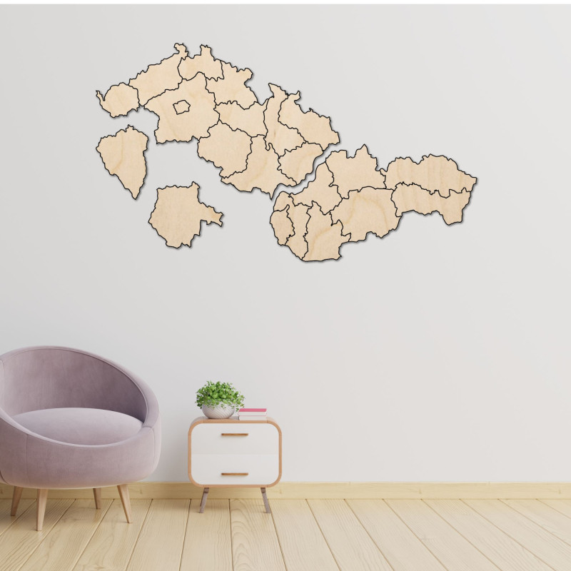 Wooden map of Slovakia and Czech Republic - PUZZLE