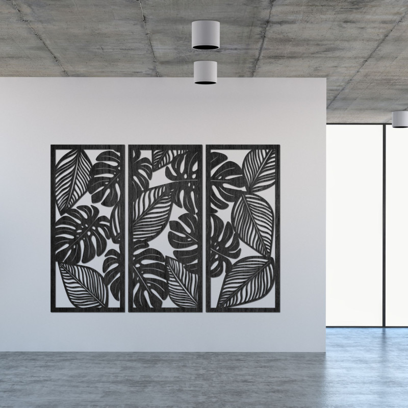 Three-piece monstera painting for nature lovers...