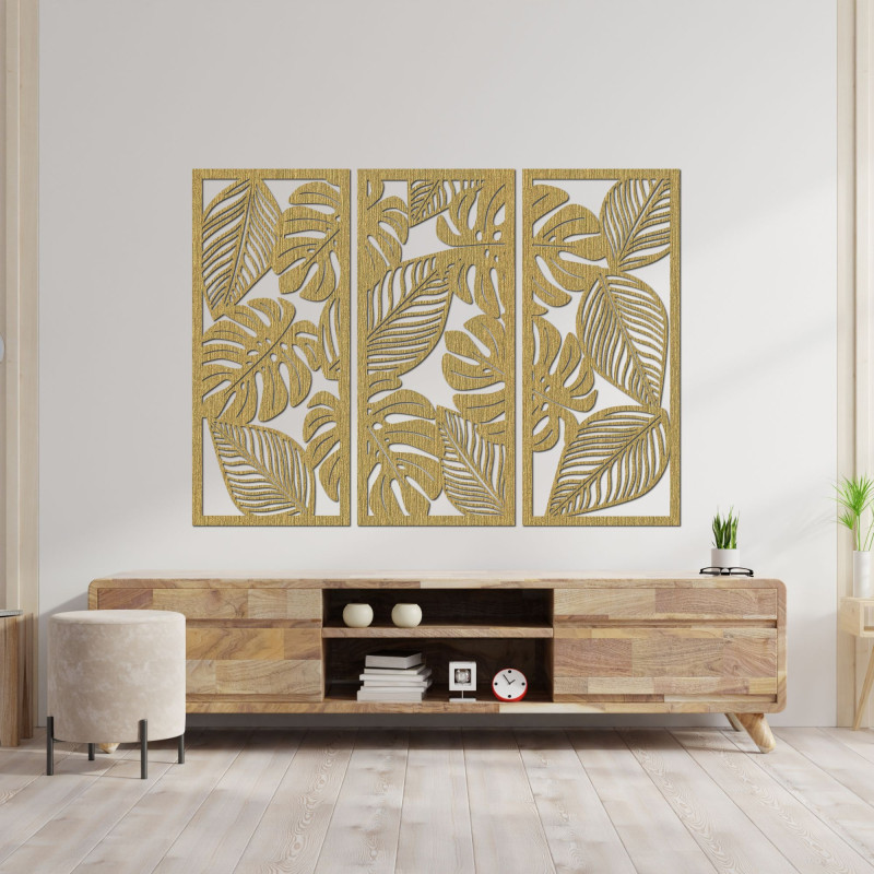 Three-piece monstera painting for nature lovers...