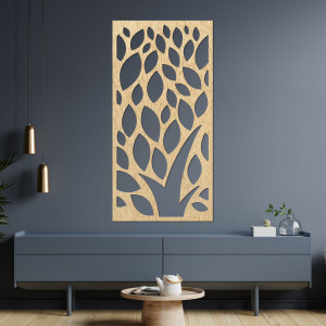 Wooden wall picture of decorative pattern with leaves -... 2