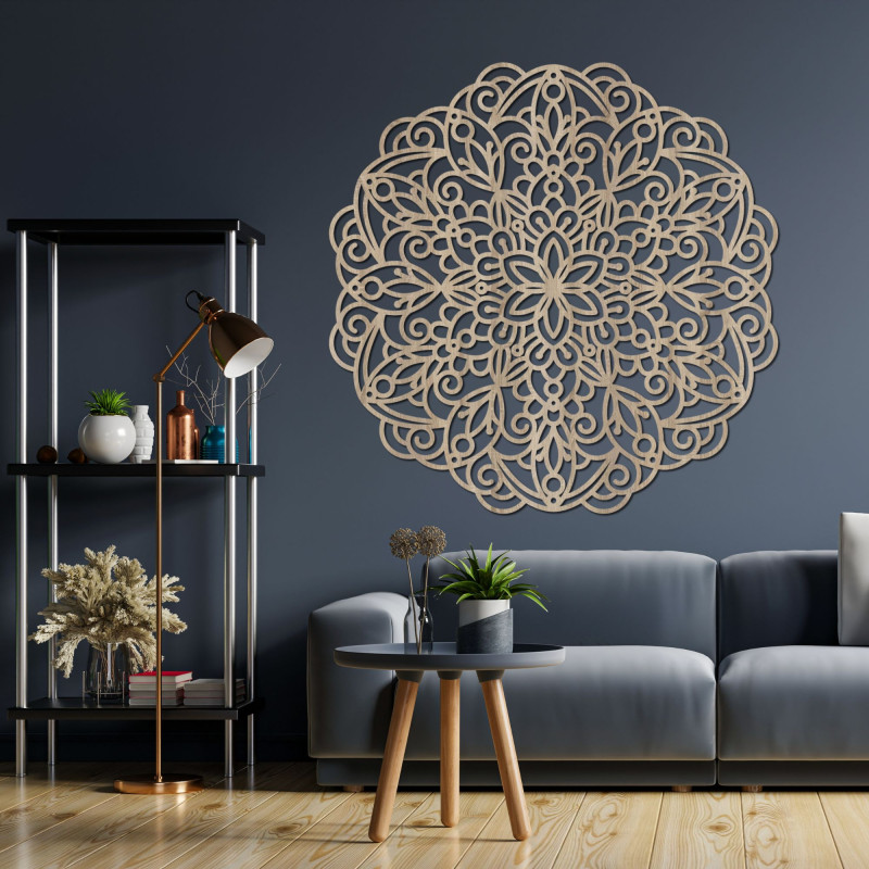 Large wooden mandala, wall painting - MELLANY