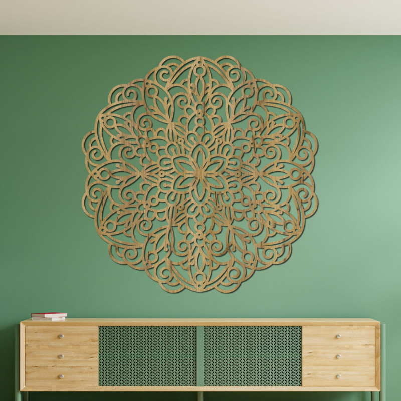 Large wooden mandala, wall painting - MELLANY