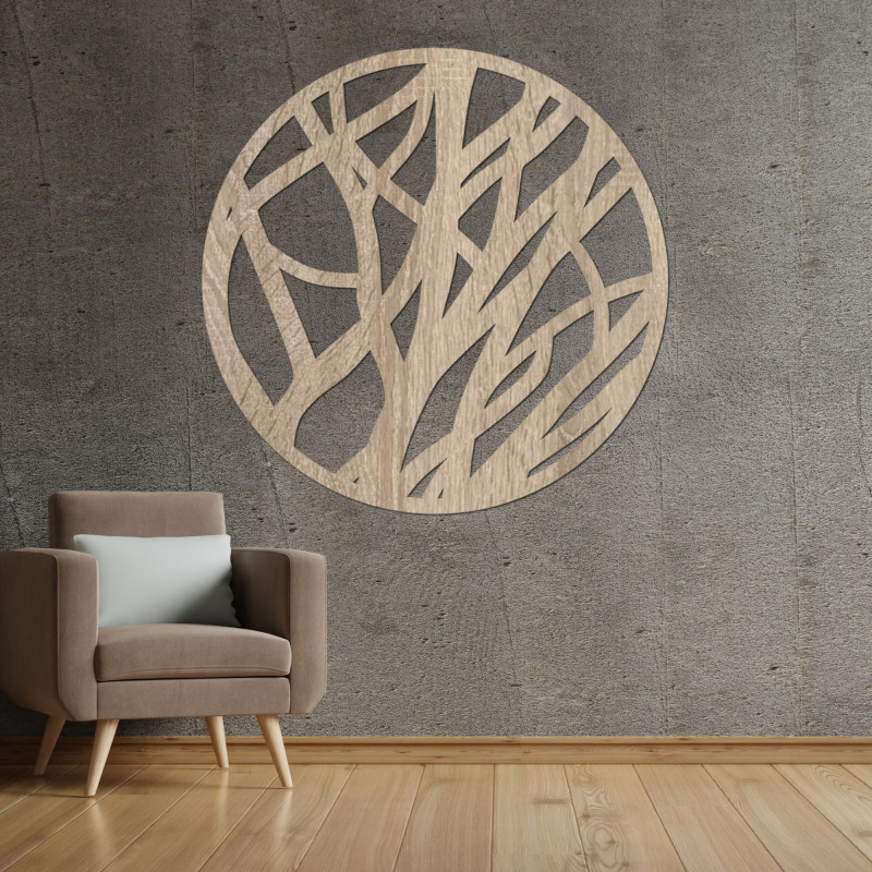 Wooden picture on the wall circle
