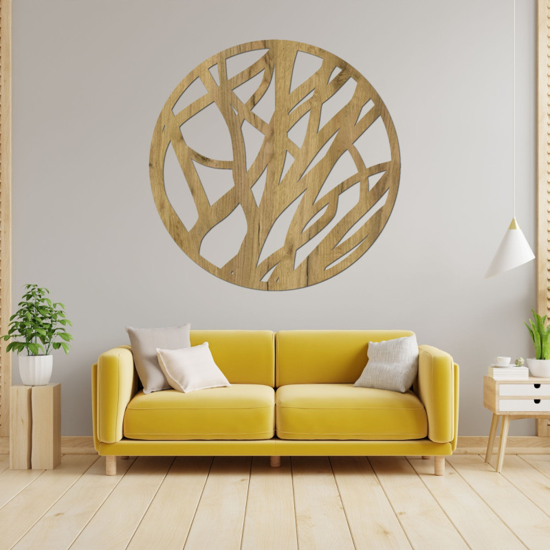 Wooden picture on the wall circle