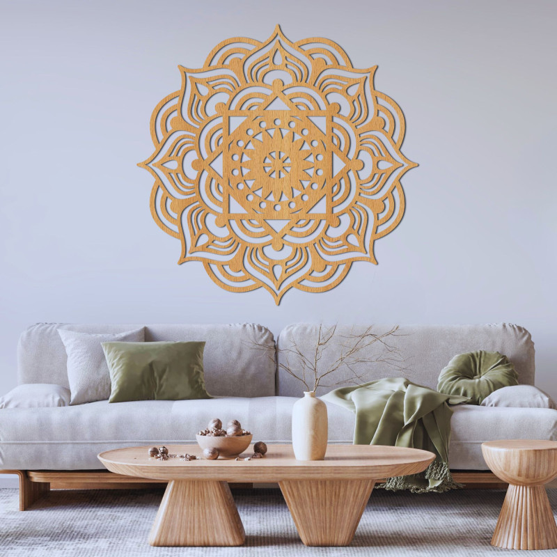 Oriental wooden mandala wall painting - SYMMETRY