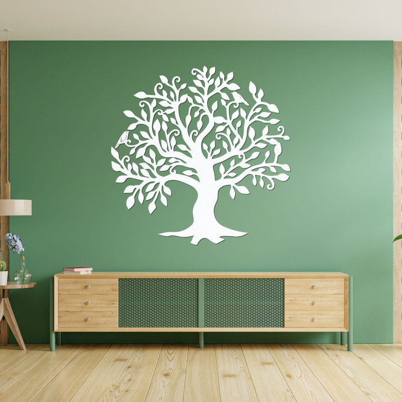 The image of the tree of life. Wooden wall picture of a tree and branches.