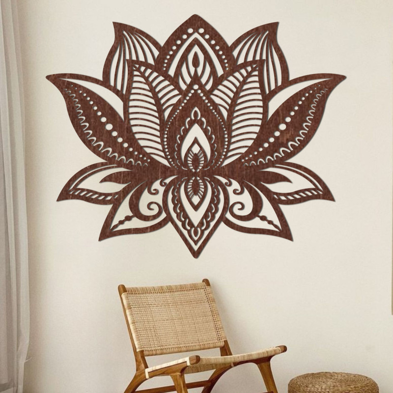 Modern wall decoration - wooden carved lotus flower for a harmonious home.