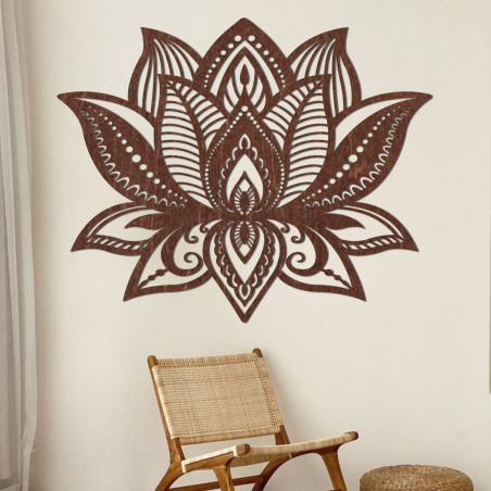 Modern wall decoration - wooden carved lotus flower for a harmonious home.