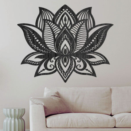 Hand-carved wooden lotus flower - a unique wall accessory for the living room or bedroom.