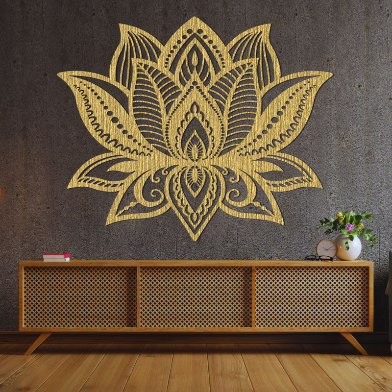 Elegant wooden lotus flower - wall decoration for lovers of natural style.