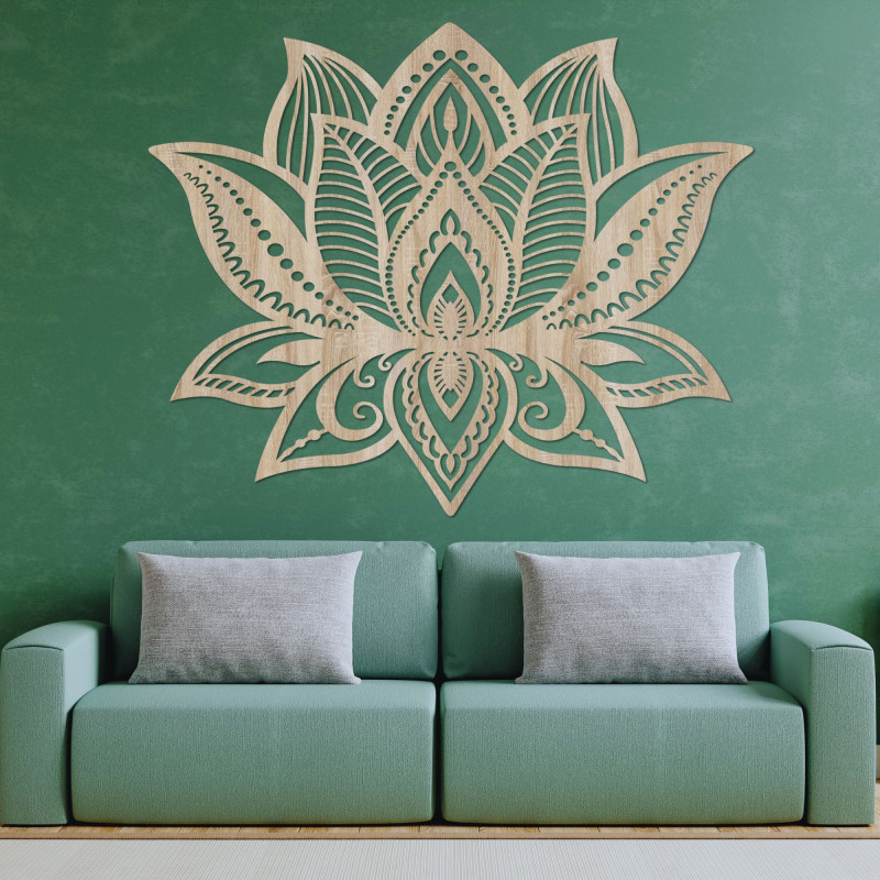 Wooden wall painting lotus flower