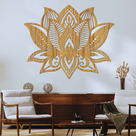 Wooden wall painting lotus flower Wooden wall painting lotus flower
