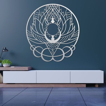 Rustic wall painting with a sun flower motif in a carved design Rustic wall painting with a sun flower motif in a carved design