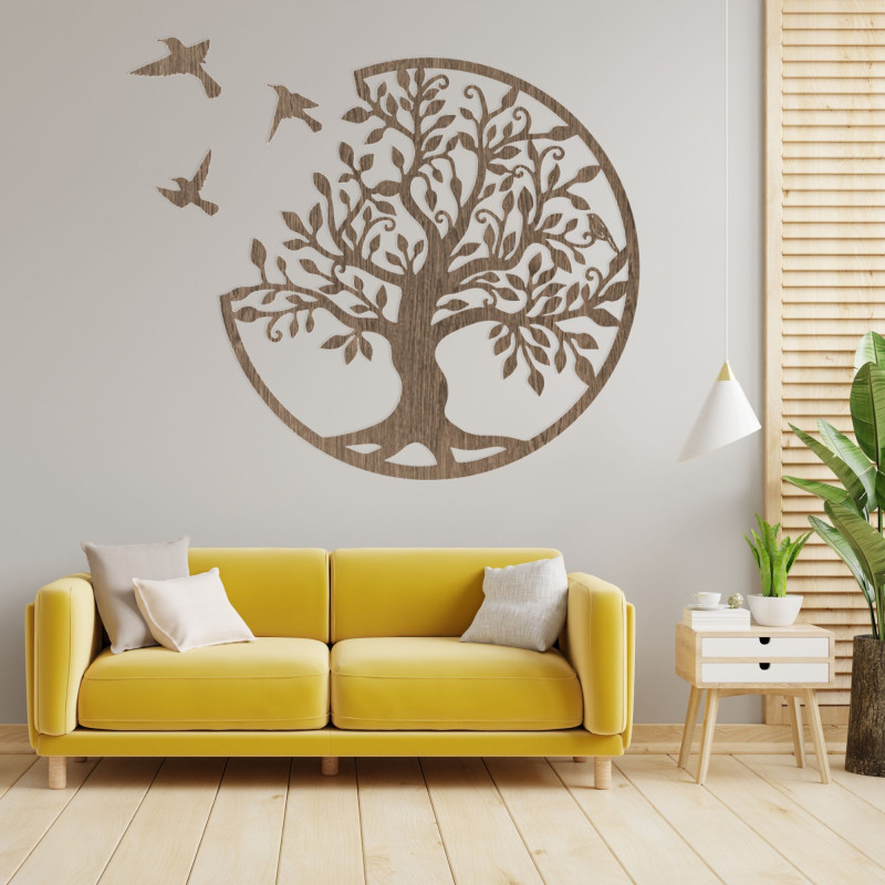 Wooden picture tree with birds | Wall decoration