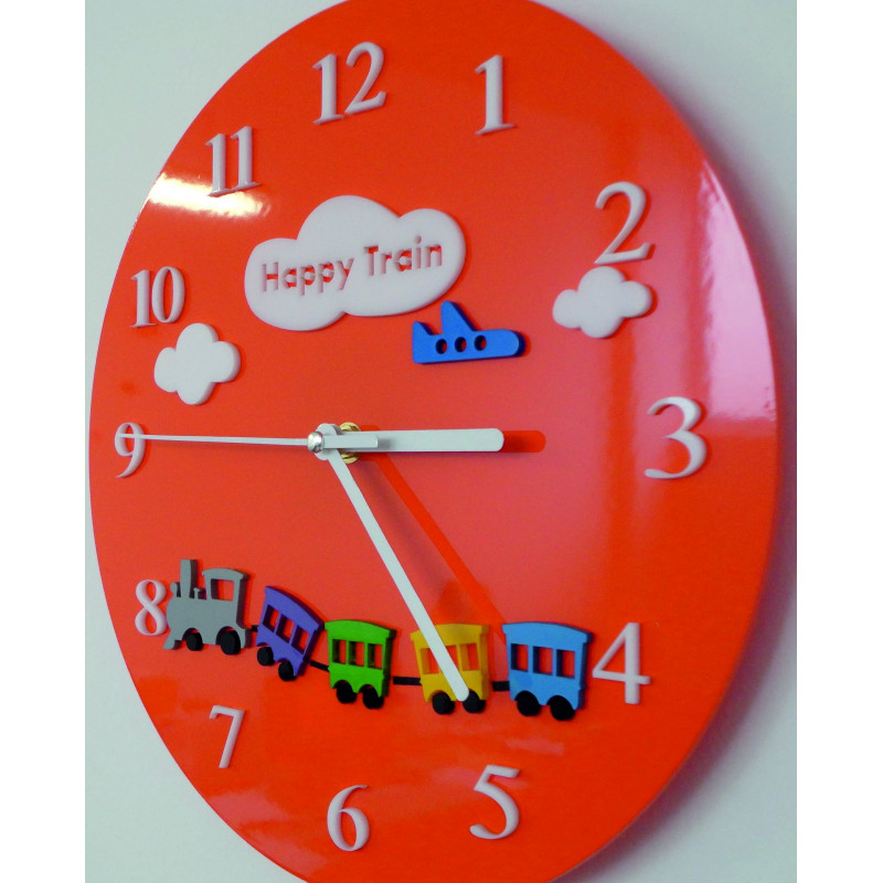 Modern wall clock made of plexiglass. Trendy clock on the wall as a gift. X-momo clocks. PMMA