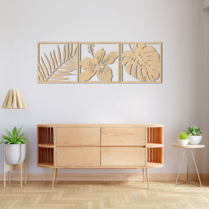 The image palm leaf, hibiscus flower, monstera leaf -... 2