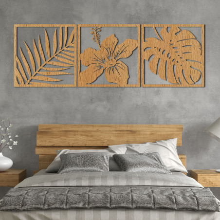 The image palm leaf, hibiscus flower, monstera leaf - NOTURAL