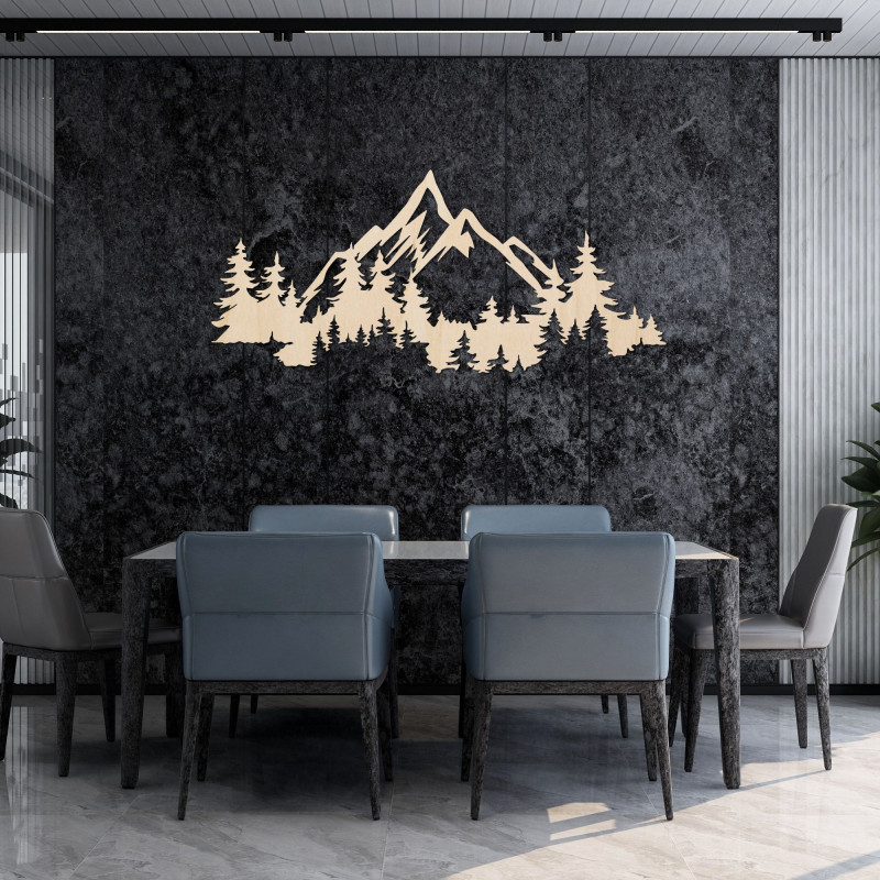 Modern wooden wall decoration mountains and forest - CEADER