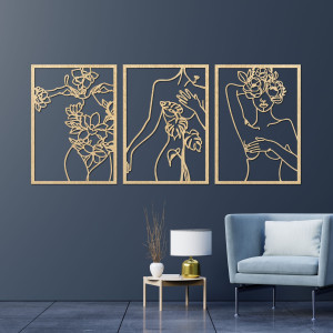 Modern women's painting with flowers three-piece set -... 2