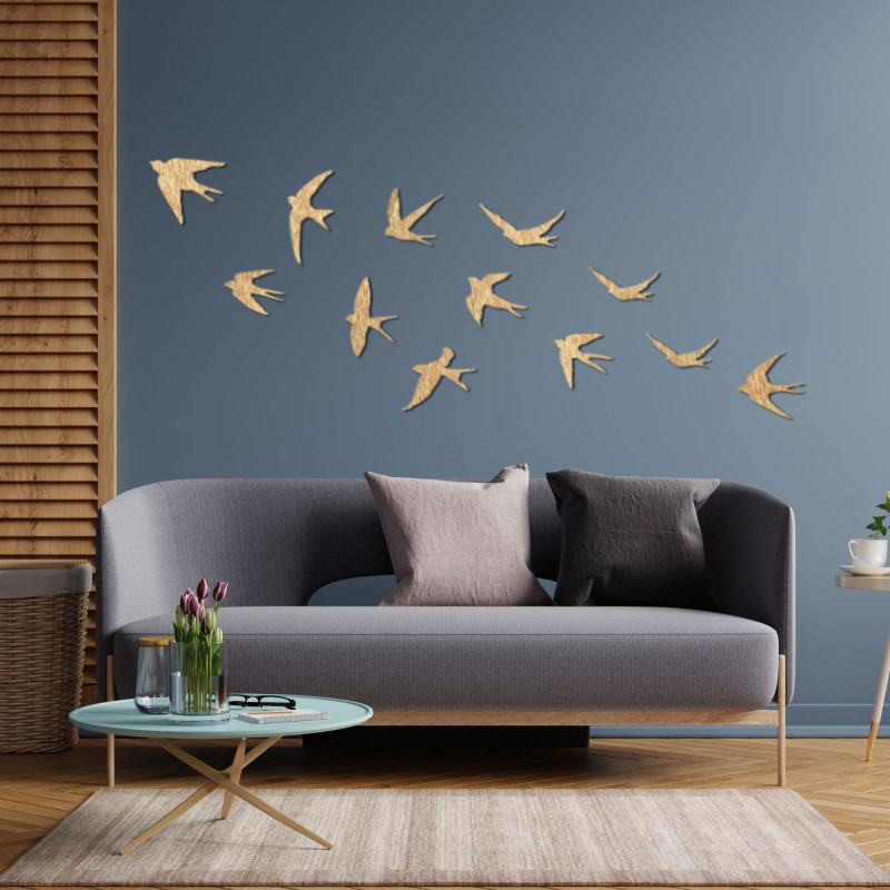 Wooden wall decoration flying birds - FLOCK
