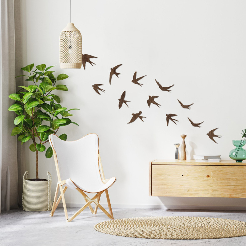 Wall decoration - swallows, wooden flying...